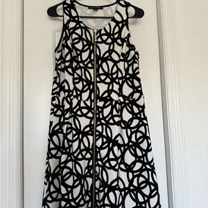 Boston Proper Black and White Geometric Midi Dress